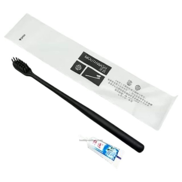 Одноразова зубна щітка з пастою 3 мл, Чорна